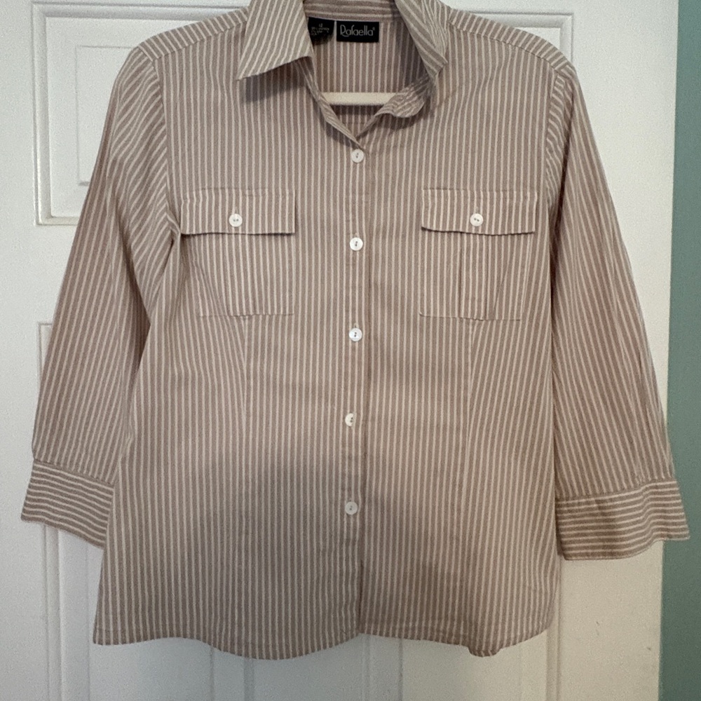 Rafaella Cream and Pink Striped Blouse